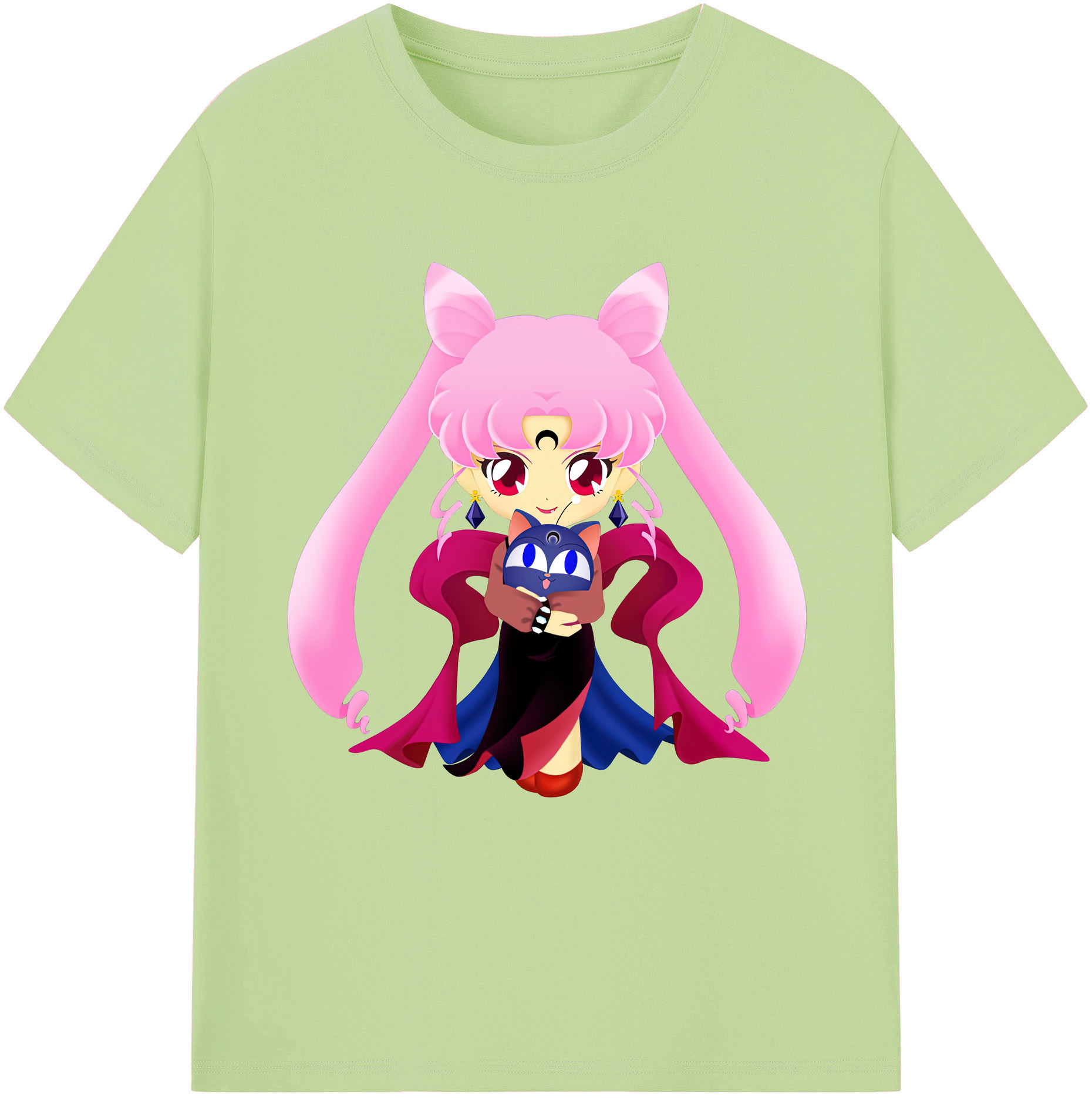 （画像用） 美少女戦士セーラームーン ちびうさ Sailor Moon Chibiusa Tsukino Usagi Small Lady Serenity 綿100％半袖Tシャツ（フロントプリント）